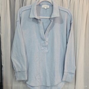 #50 Pink Rose Light Blue Knit Top